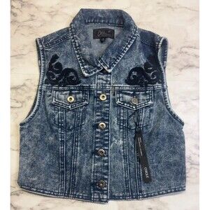 Vintage ChiQle Denim Architect Acid Washed Cropped Vest
